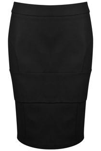 Black PU Patched Up Pencil Skirt