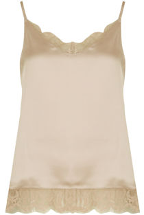 Beige Satin Lace Trims Cami
