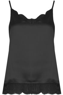 Black Satin Lace Trims Cami