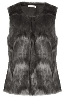 Grey Contrast Layered Fur Gilet