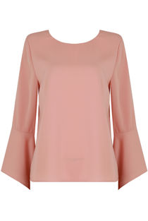Pink Back Button Up Bell Sleeve Tops