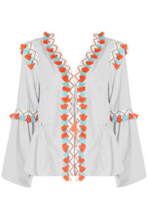 Pleated Front Tie Up Fringed Shirt