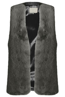 Grey Ribbon Knot Up Shaved Fur Gilet
