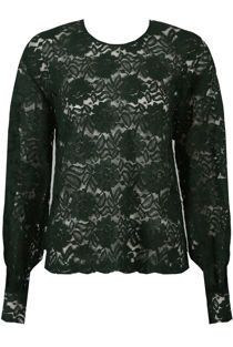 Green Floral Crafted Lace Blouse 