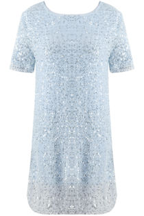 Sequin Short Sleeve Mini Dress in Sky