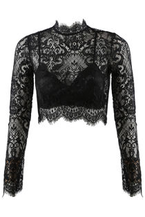 Black Lace Intricate Scallop Top