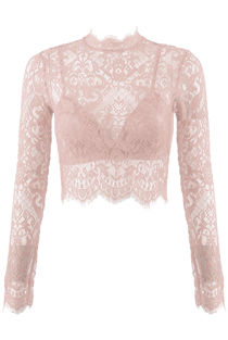 Pink Lace Intricate Scallop Top