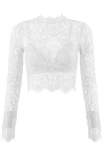 White Lace Intricate Scallop Top