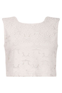 White Crochet Floral Lace Top