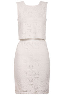 White Crochet Floral Lace Top & Skirt Set