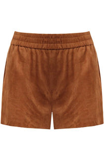 Camel Suede Look Shorts