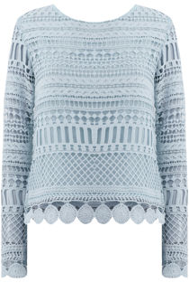 Blue Cut Out Textured Top