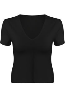 Black Deep Neck Crop Tops