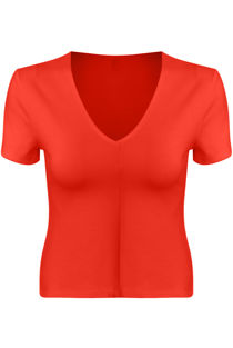 Red Deep Neck Crop Tops
