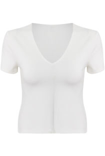 White Deep Neck Crop Tops