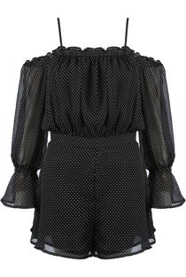Black Polka Dot Off Shoulder Playsuit