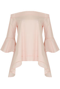 Off Shoulder Bell Sleeve Top in Rose