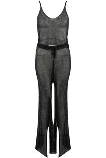 Black Metallic Knitted Crop Top