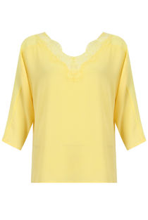 Yellow Low Back Lace Trim Tops