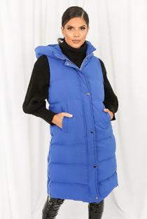 High Shine Sleeveless Long Puffer Jacket