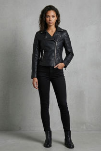 Black PVC Zipped Pockets Biker Jacket 
