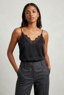 Black Scallop Net Trim Cami