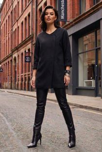 Black 3/4 Sleeve Ovoid Coat
