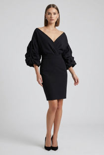 Cross Over Layered Sleeve Bodycon Dress