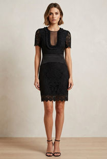Black Crochet Lined Bodycon Dress