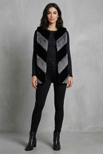 Black Contrast Layered Faux Fur Gilet