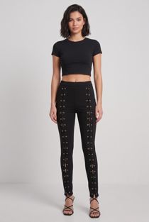 Black Front Lace Up Leggings