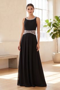 Black Stone Textured Back Tie Up Maxi Dress