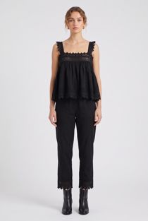 Black Broderie Anglaise Box Crop Top