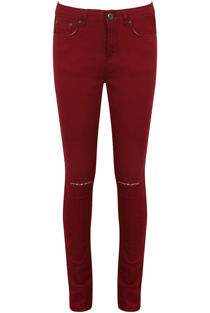 Wine Knee Ripped Push up Jeans
