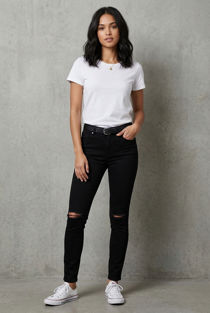 Black Denim Ripped Zipped Ankle Jeans