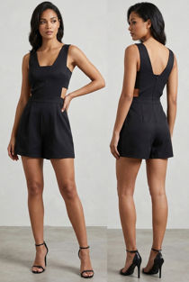 Black Side Cut Out Playsuit
