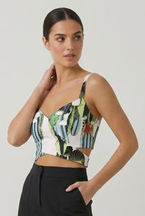 Cream Floral Cross Pattern Bralet