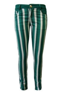 Green Striped Skinny Jeans  