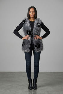  Grey Shaggy Faux Fur Gilet