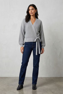 Grey Cable Knit Tie Up Robe Cardigan