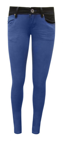 Blue Contrast Waist Acid Colours Skinny Jeans 