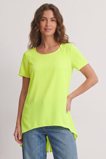 Green Split Back Sheer Hem Top