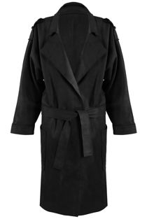 Black Faux Suede Trench Coat