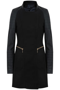 Black Contrast PVC Sleeved Long Sleeved Longer Length Long Coat