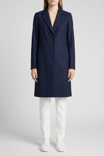 Navy Single Button Loose Over Coat