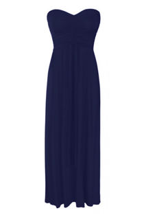 Navy Strapless Bandeau Block Colour Maxi Dresses