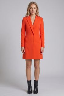 Orange Double Breast Long Coat