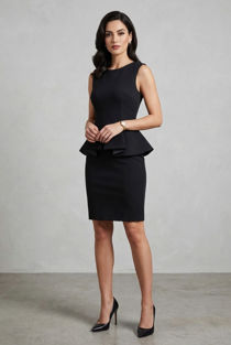 Black & Grey Back Zip Up Peplum Dress