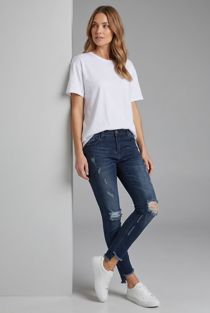 Skinny Ripped Gold Splatter Trim Jeans