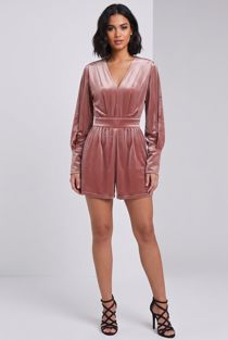 Rose Crystals Velvet Tie Up Playsuit